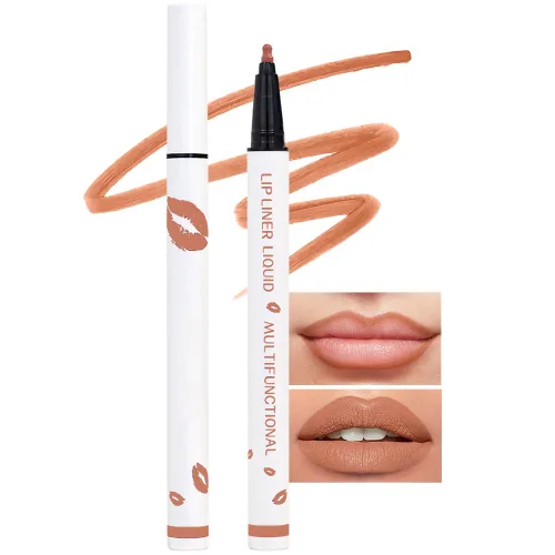Vista 8 de Kaely Lápiz delineador de labios líquido de larga duración rosa impermeable, marcador de manchas de 24 horas, delineador de labios 2 en 1 mate