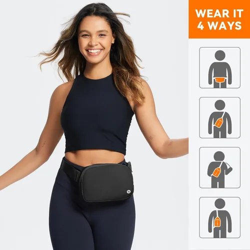 Vista 2 de BALEAF Riñonera cruzada para mujer, correa ajustable, resistente al agua, viajes, senderismo, entrenamiento, Negro -, Moda