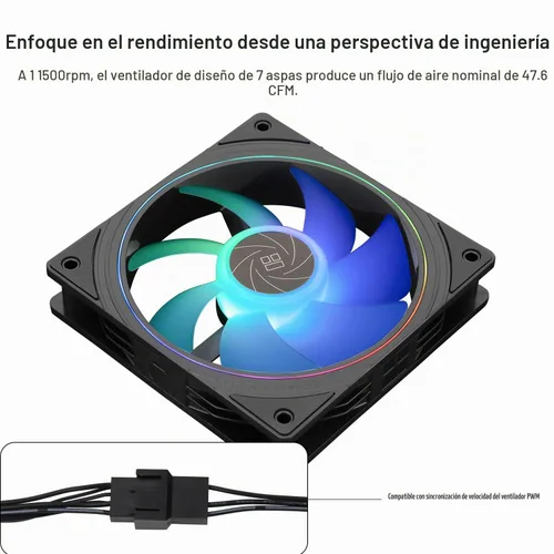 Vista 3 de Thermalright TL-S12-S X3 Ventilador de CPU de 120mm ARGB para Caja con Efecto de Iluminación ARGB, Ventilador de Computadora Silencioso PWM para PC