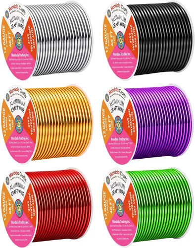 Vista 357 de Mandala Crafts - Alambre de aluminio anodizado de calibre 22 para hacer joyas - 137.2 m de alambre flexible surtido y coloreado - Doble para bonsái