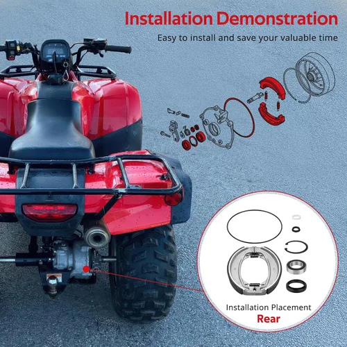 Vista 6 de Kit de sellos de rodamientos y zapatas de tambor de freno trasero para Honda Recon 250 TRX250 TRX250EX TRX250X 1997-2021