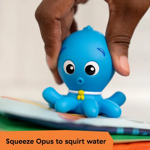 Vista 8 de Baby Einstein Ocean Explorers Opus Bath Pals - Juego de regalo de 11 piezas, libro de baño impermeable, tazas de baño, juguetes de baño