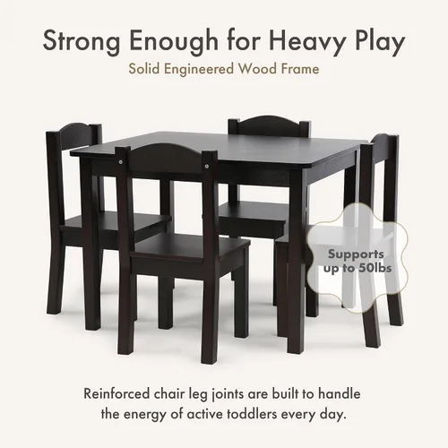 Vista 5 de Humble Crew Juego de mesa y silla para niños pequeños, muebles de actividades de madera Sturdy 5 piece playroom or bedroom desk, perfect size for