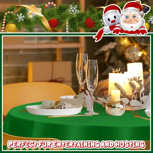Vista 5 de Juexica 12 Piezas Manteles de Plástico Navideños de 84 Pulgadas Redondos Desechables Mantel de Plástico Impermeable Decorativo Cubierta de Mesa Rojo