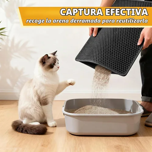 Vista 3 de Pieviev - Alfombrilla grande para arena de gato Negro