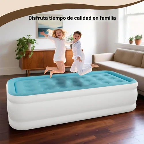 Vista 8 de Colchón de Aire Twin con Bomba Integrada, Cama de Aire Inflable de 18" de Altura Plegable, Colchón Autohinchable Cómodo Cama Individual para Casa