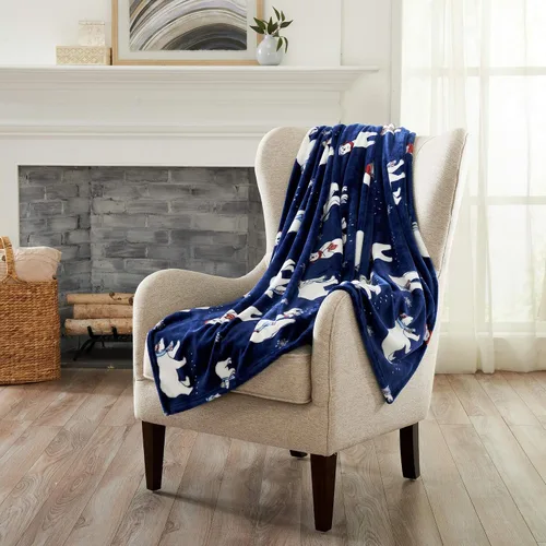 Vista 15 de Great Bay Home - Manta decorativa para navidad. Diseño de navidad de terciopelo supersuave.