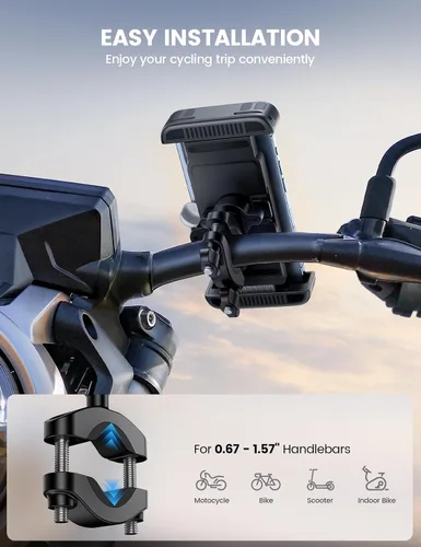 Vista 4 de Lamicall Bike Motorcycle Phone Mount Holder - [1s Quick Lock] Gris