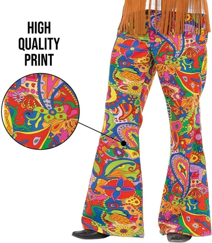 Vista 4 de fun shack Pantalones acampanados hippie para hombre, disfraz de los años 70, poliéster, mediano, grande, XL