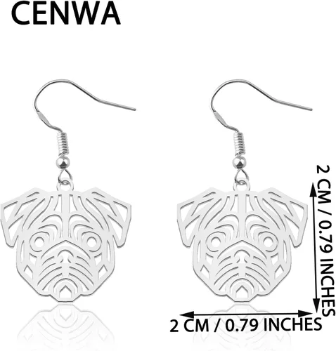 Vista 2 de CENWA Pendientes Bulldog Inglés Bulldog Joyería Bulldog Inglés Bulldog Accesorios Bulldog Colgante Pendientes