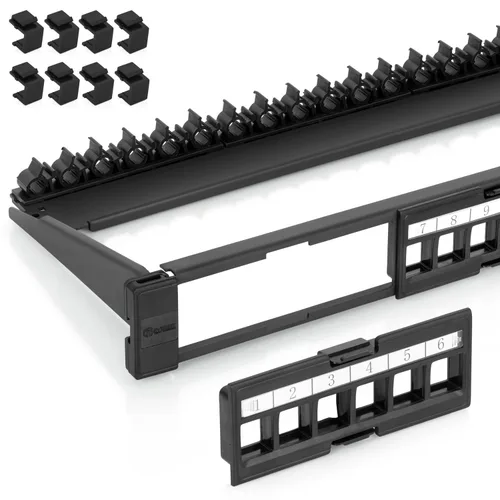Vista 9 de Everest Media - Panel de conexión Keystone de 12 puertos (paquete de 1) Soporte de montaje en pared 89D Úselo solo con Keystones de perfil delgado