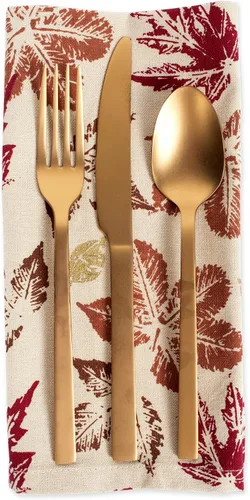 Vista 5 de DII Colección de cocina rústica de hojas de otoño, decoración de mesa de Acción de Gracias y otoño, juego de servilletas, 20 x 20, 6 piezas