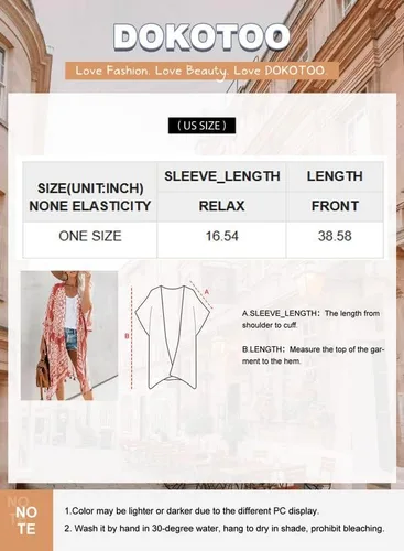 Vista 5 de Dokotoo - Cárdigans tipo kimono, informales, de moda con estampado de verano para mujer, salidas de baño holgadas