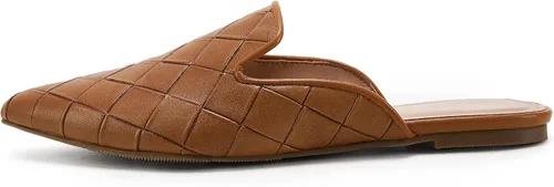 Vista 5 de Sandalias planas trenzadas con punta puntiaguda para mujer, sin espalda, tacón bajo, con corte casual