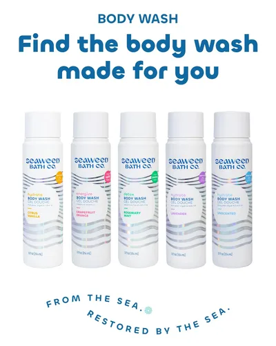Vista 7 de Seaweed Bath Co. Gel de Ducha Energize, Aroma a Pomelo Naranja, 12 Onzas, Gel de Ducha para Hombres y Mujeres, Vegano, Sin Parabenos, Sin Sulfatos