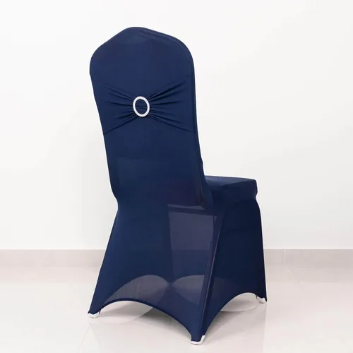 Vista 15 de Efavormart - Funda para silla de banquete de elastano beige con banda de hebilla de diamantes de imitación plateados, funda elástica para silla