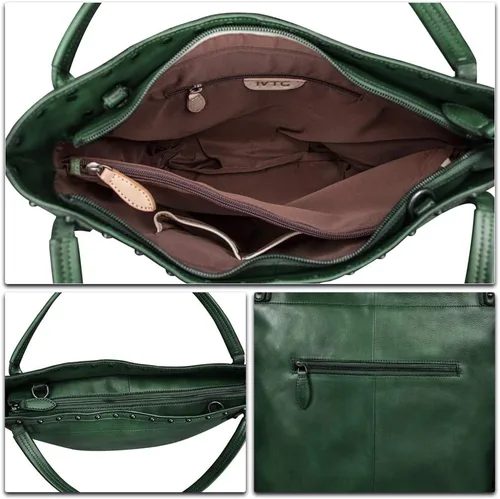 Vista 7 de Bolso de hombro grande de cuero genuino para mujer, bolso de mano vintage de cuero real y bolsos de mano, bolso cruzado