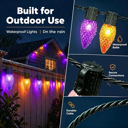 Vista 4 de Luces de cadena navideñas C9 inteligentes de 100 LED de 79 pies con control por aplicación, 105 modos, enchufables, luces de cadena de hadas