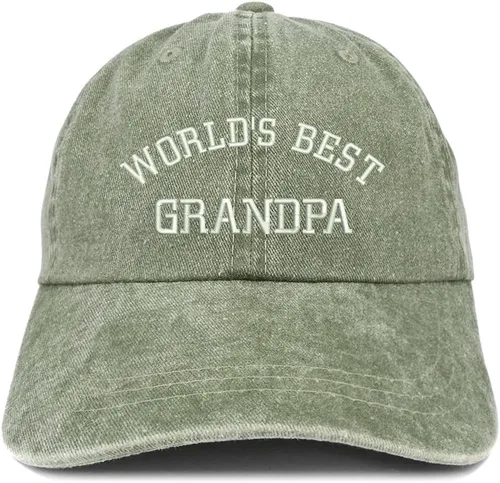 Vista 6 de World 's Best Grandpa bordado Pigmento teñido de perfil bajo algodón Cap Negro
