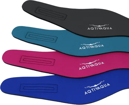 Vista 6 de AqtivAqua Diadema de natación para niños, adultos, hombres, mujeres, niños pequeños, tapones para los oídos (color negro, tamaño: L)