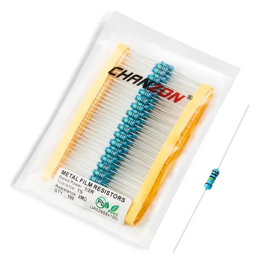 Vista 16 de Chanzon 100pcs 1/2W (0.5W) 1 Ω ohmios Resistencia fija de película metálica 0.01 ±1% Tolerancia 1R MF Orificio pasante Resistencias limitadoras