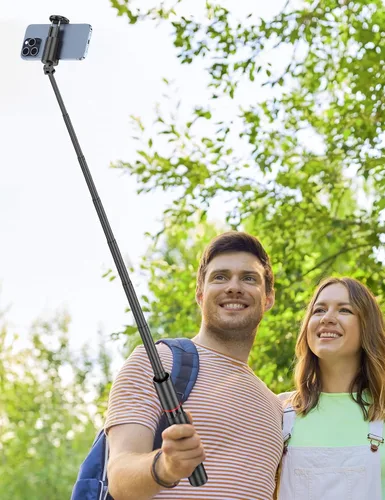 Vista 8 de Trípode para selfie stick de 52 pulgadas, trípode extensible de aluminio todo en 1 para teléfono celular con control remoto, rotación de 360°