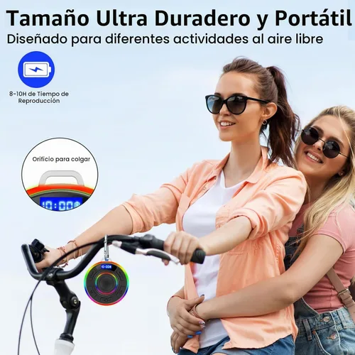 Vista 6 de Altavoz Bluetooth de ducha IPX7 impermeable, altavoces Bluetooth portátiles con ventosa y pantalla de tiempo, sonido de cristal y luz LED de graves