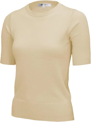 Vista 10 de YEMAK Suéter de Punto Top para Mujer – Media Manga Cuello Redondo Básico Casual Ajuste Clásico Ligero de Punto Suave Pullover Tee