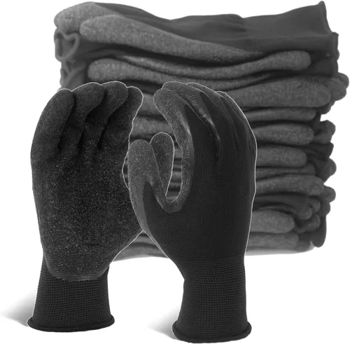 Vista 11 de Evridwear - Guantes de trabajo de látex arrugado con revestimiento de mano para seguridad, para hombres y mujeres, uso general, multiusos