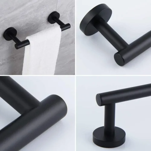 Vista 7 de kimzcn Toallero de mano negro mate de 9 pulgadas SUS 304 de acero inoxidable para montaje en pared de baño