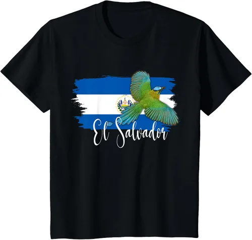 Vista 44 de Camiseta con la bandera de El Salvador, mapa de El Salvador, camiseta de Salvador para mujer, Negro