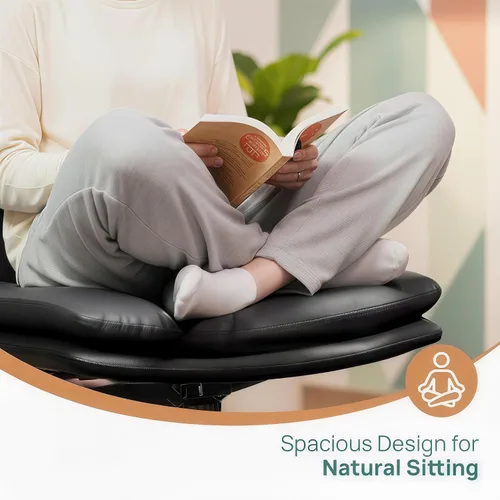 Vista 6 de NYPOT Silla de escritorio sin brazos con ruedas para sentarse entrecruzada, silla sin brazos anchos con patas cruzadas, taburete giratorio ajustable