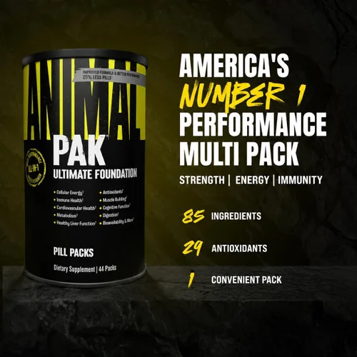 Vista 2 de Animal Pak - Multivitamínico conveniente para hombres y mujeres, paquete diario todo en uno de vitaminas y suplementos - Zinc, vitaminas C, B, D