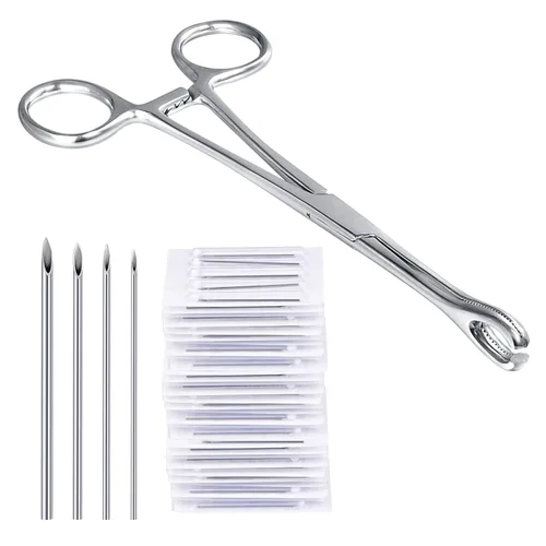 Vista 9 de DJCIW Abrazaderas de piercing para tabique, alicates de perforación de acero inoxidable quirúrgico de 6 pulgadas, herramientas de perforación