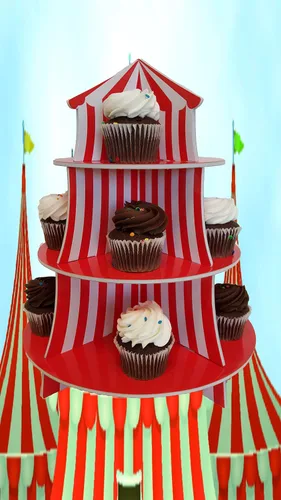 Vista 6 de Soportes para cupcakes, 3 niveles temáticos para cupcakes, soportes para servir cupcakes (carnaval)