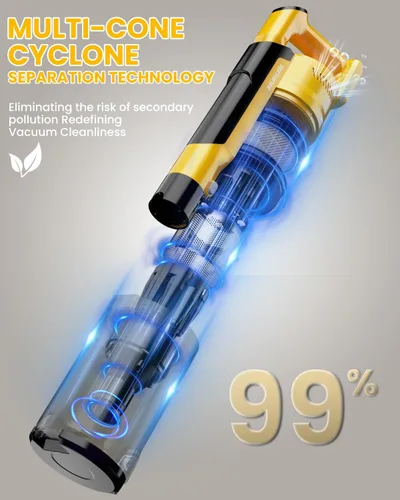 Vista 5 de Aspiradora sin cable para batería DeWalt de 20V, aspiradora ligera de palo 7 en 1 con filtro HEPA, succión de 35KPA, motor sin escobillas de 350W, 3