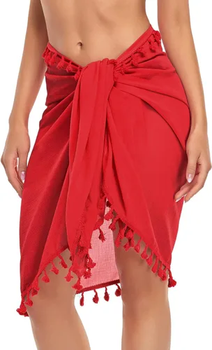 Vista 7 de Holipick Conjunto de bikini de 3 piezas para mujer, traje de baño halter y bikini sarong triángulo con salida de baño