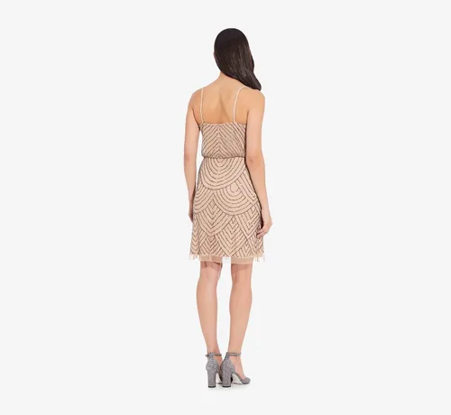 Vista 2 de Adrianna Papell Vestido de cóctel sin mangas con cuello en V para mujer