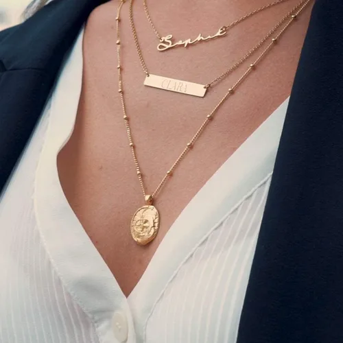Vista 6 de MyNameNecklace - Collar con nombre de estilo escrito a mano, metal precioso, plata 925 y oro con placa de identificación personalizada, regalo