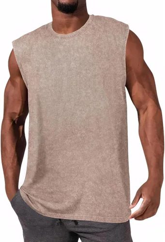 Vista 12 de Camisetas sin mangas para hombre, camisetas sin mangas de algodón de ajuste Negro