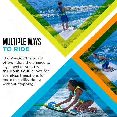 Vista 5 de You Got This 260 Board and Handle Combo with EVA Foam Padding, All-in-One Kneeboard, Wakeboard, Wakeskate, and Wakesurf Board for Kids, Teens, and