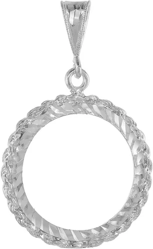 Vista 2 de Bisel de plata de ley de un cuarto de dólar de 0.945 in, con borde de cuerda, corte de diamante, moneda de 25 centavos no incluida, Plata Esterlina