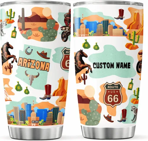 Vista 13 de CUBICER Vaso personalizado con aislamiento del estado de Alaska con tapa, nombre personalizado, regalos de Navidad para mujeres y adultos, vasos
