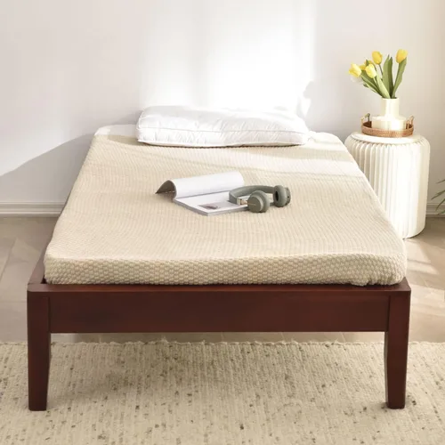 Vista 4 de Better Home Products Stella - Marco de cama individual de madera de pino maciza, color caoba