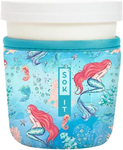 Vista 182 de Sok It IceCreamSok - Funda de neopreno aislada (flores abstractas, pintas de helado cónicas)