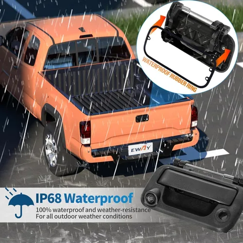 Vista 4 de EWAY Cámara de respaldo trasera con manija trasera para Ford F150 F250 F350 F450 F550 Super Duty Explorer Lobo 2004-2016, Lincoln Mark LT - Pestillo