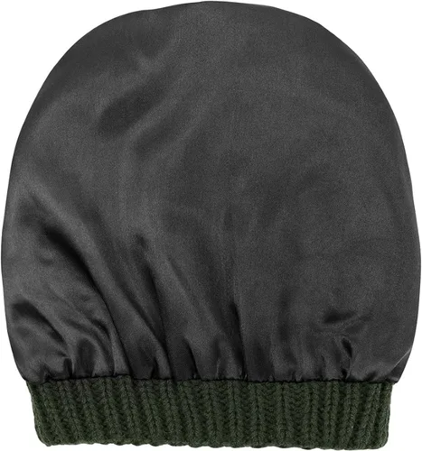 Vista 6 de Gorros de invierno con forro de satén para mujer, gorro de invierno con forro de seda para invierno, cálido gorro de punto con puños