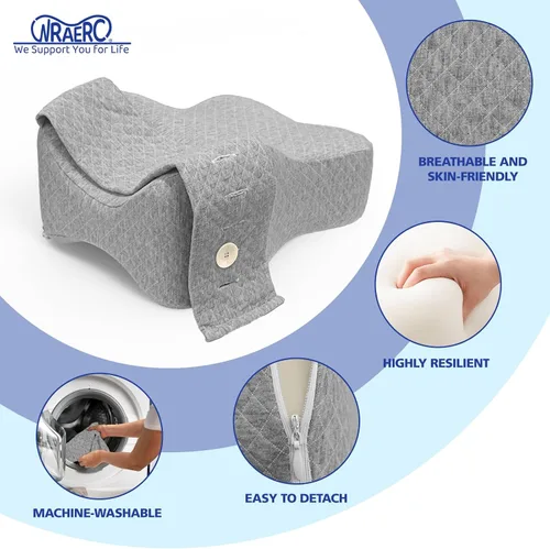 Vista 2 de WR - Almohada de rodilla para dormir de lado, almohada de espuma viscoelástica para dormir circulación sanguínea y elevar la alineación