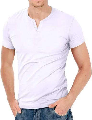 Vista 3 de KUYIGO Camisas Henley para hombre, ajustadas, de manga larga, a la moda, casuales, de algodón