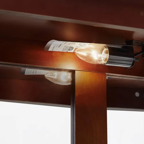 Vista 6 de Gabinete Curio iluminado con estantes ajustables y panel trasero con espejo, gabinete de cristal de pie moderno de 3 niveles, puertas de vidrio